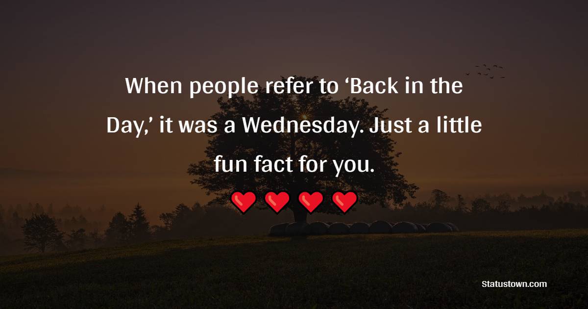 When people refer to ‘Back in the Day,’ it was a Wednesday. Just a little fun fact for you. - Wednesday Quotes