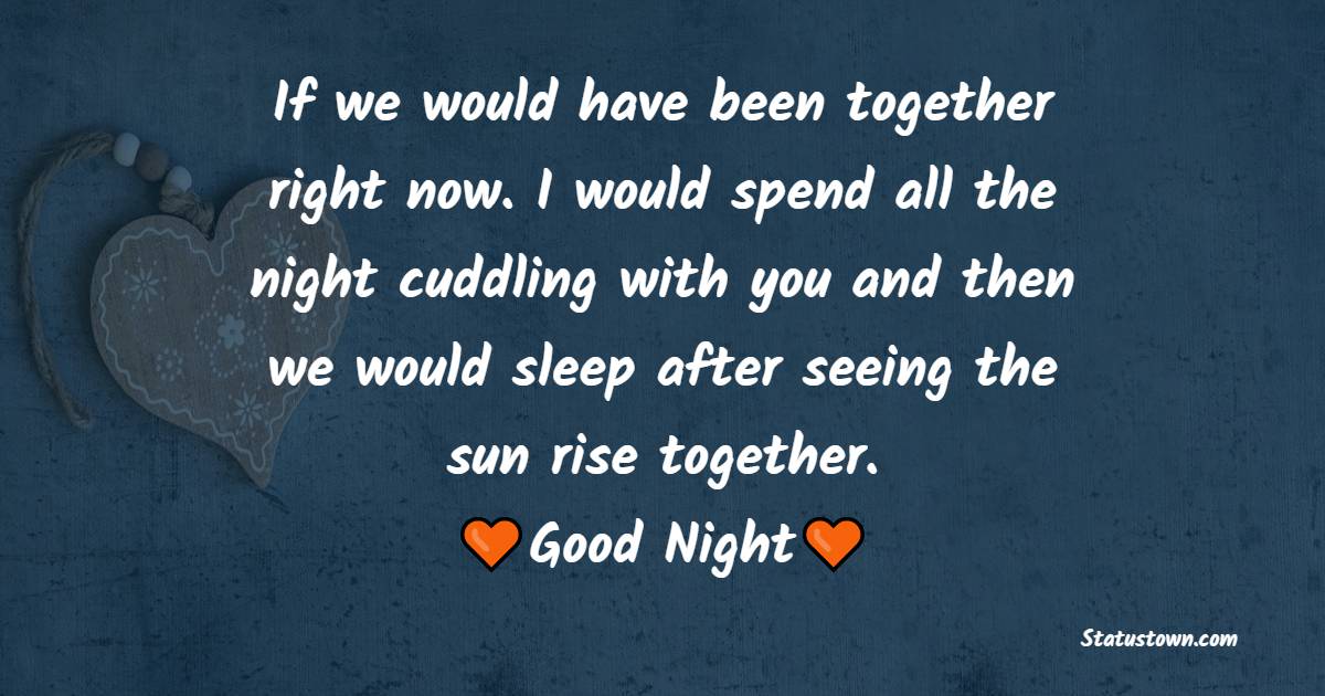If we would have been together right now. I would spend all the night cuddling with you and then we would sleep after seeing the sun rise together. - good night Messages For Girlfriend 