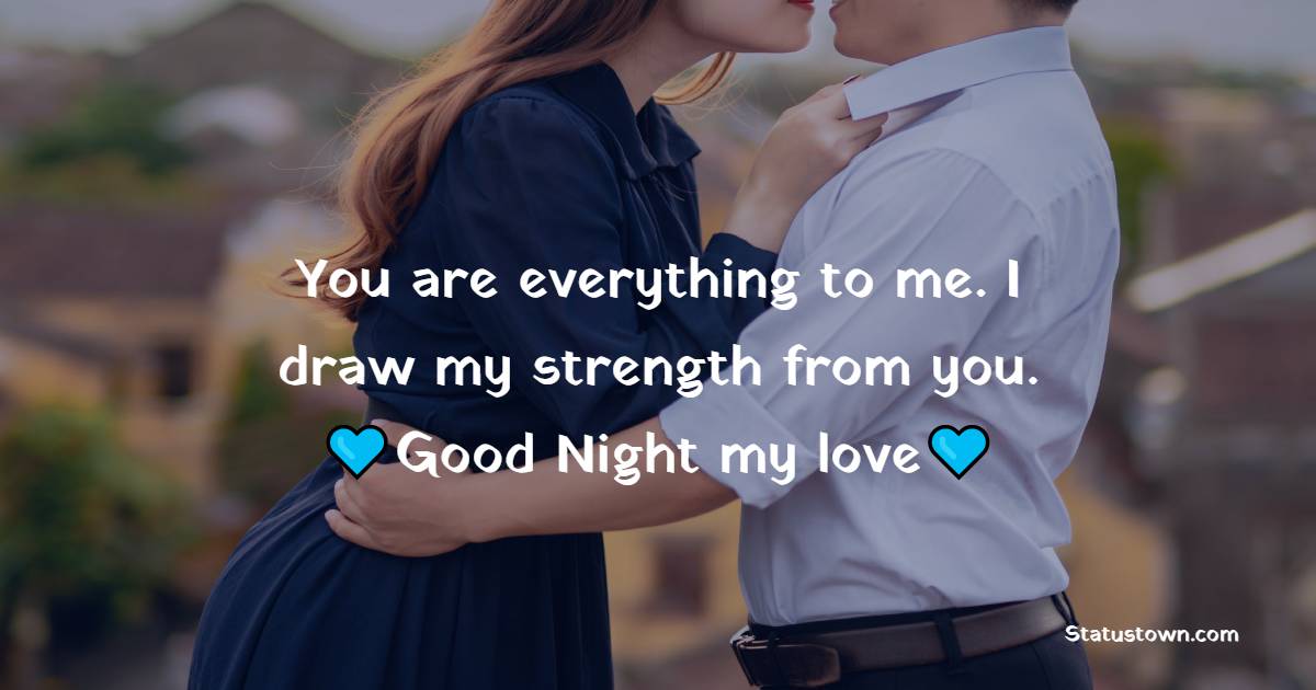 You are everything to me. I draw my strength from you. Good Night my love! - good night Messages For Girlfriend 