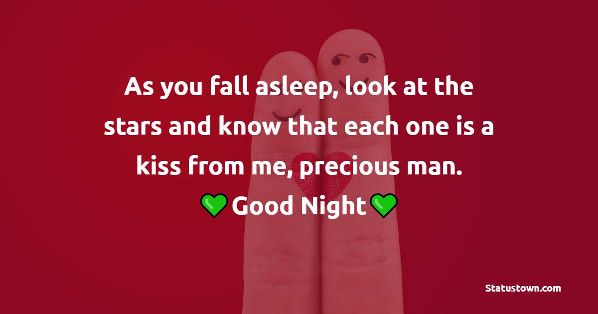 As you fall asleep, look at the stars and know that each one is a kiss from me, precious man. - good night Messages For boyfriend