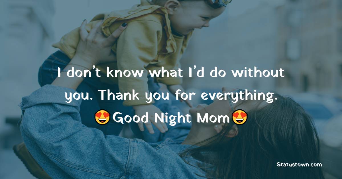 I don’t know what I’d do without you. Thank you for everything. Good night, Mom. - good night Messages For mom