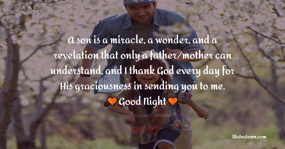 A son is a miracle, a wonder, and a revelation that only a father/mother can understand, and I thank God every day for His graciousness in sending you to me.