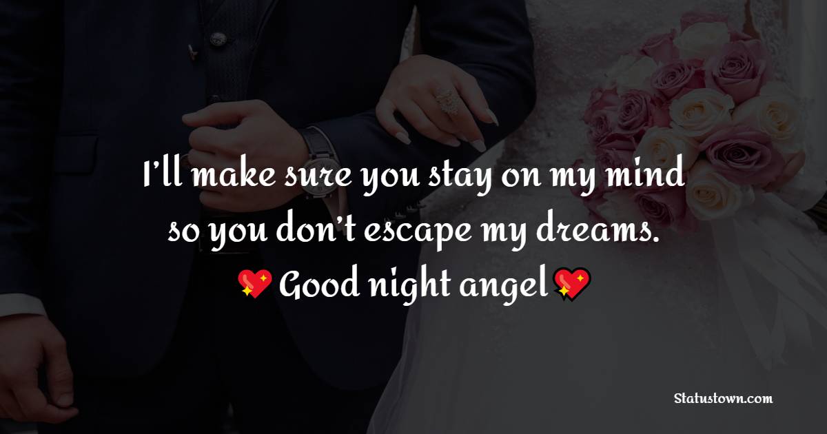 I’ll make sure you stay on my mind so you don’t escape my dreams. Good night angel. - good night love messages
 