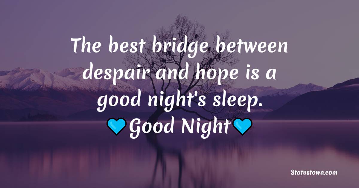 The best bridge between despair and hope is a good night's sleep ...