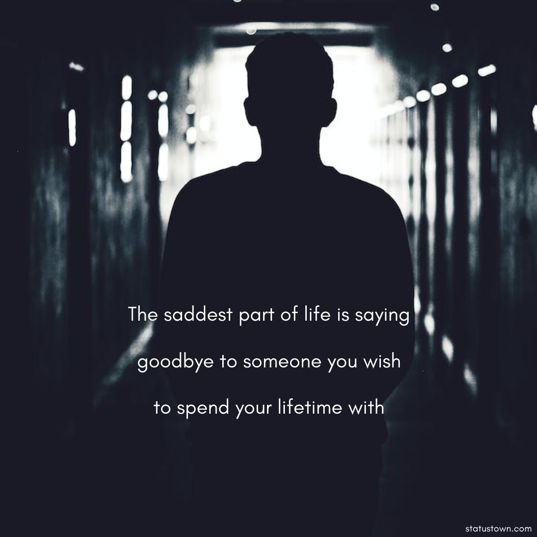 The saddest part of life is saying goodbye to someone you wish to spend your lifetime with. -  sad status