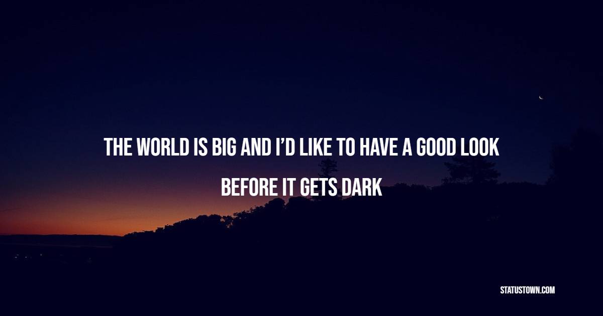 The world is big and I’d like to have a good look before it gets dark - Adventure Quotes 