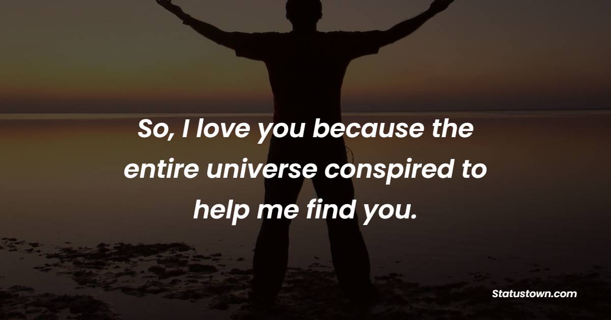 So, I love you because the entire universe conspired to help me find you. - Alchemy Quotes