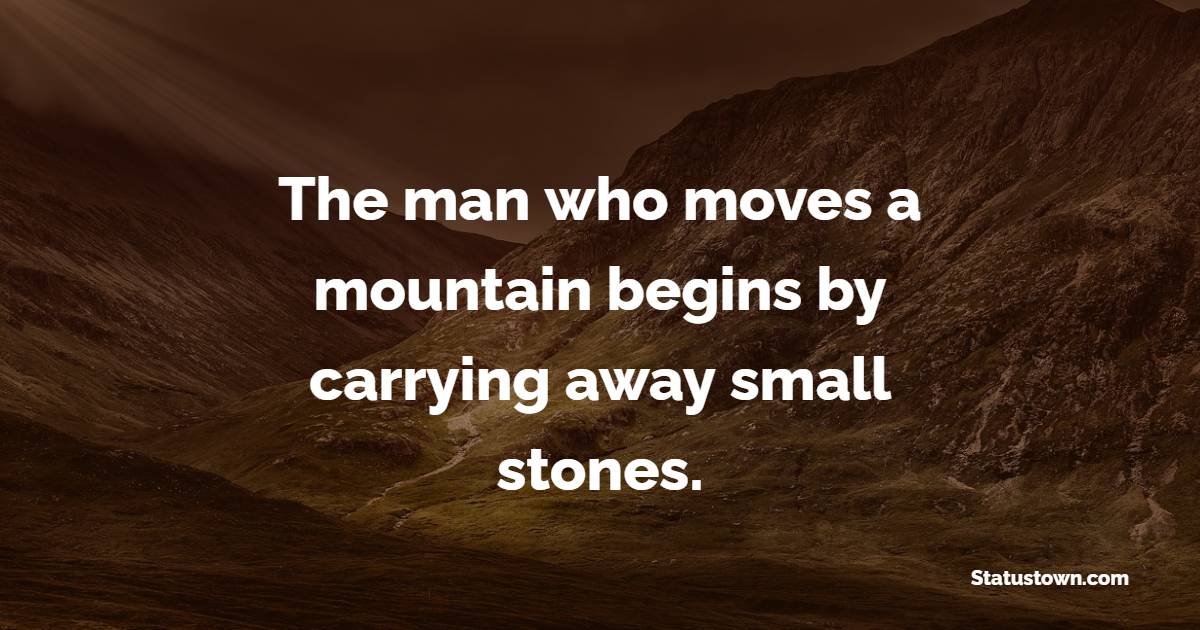 The man who moves a mountain begins by carrying away small stones. - Anxiety Quotes 
