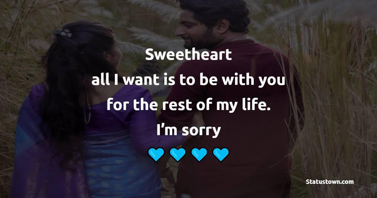 Sweetheart, all I want is to be with you for the rest of my life. I’m sorry, I love you.