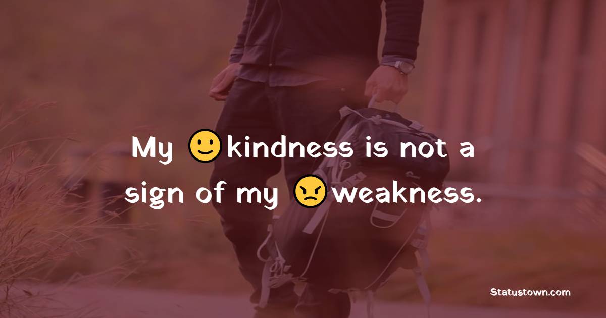 My kindness is not a sign of my weakness. - attitude status