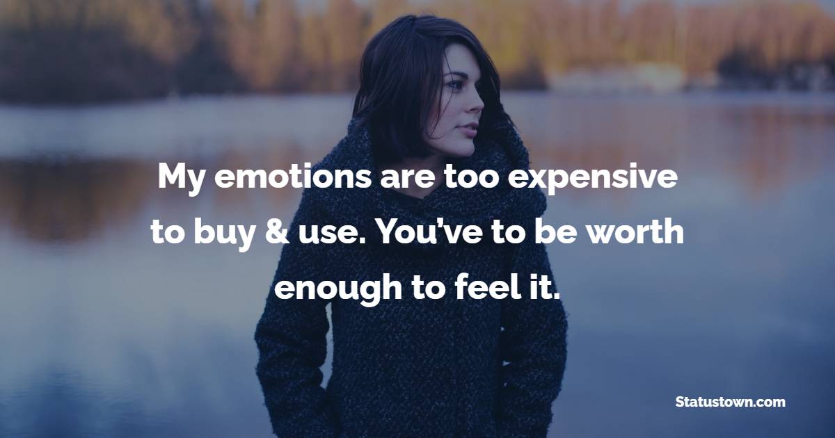 My emotions are too expensive to buy & use. You’ve to be worth enough to feel it. - Attitude Status for Girls 