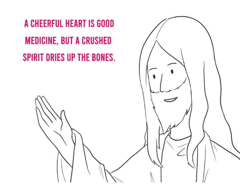 A cheerful heart is good medicine, but a crushed spirit dries up the bones.