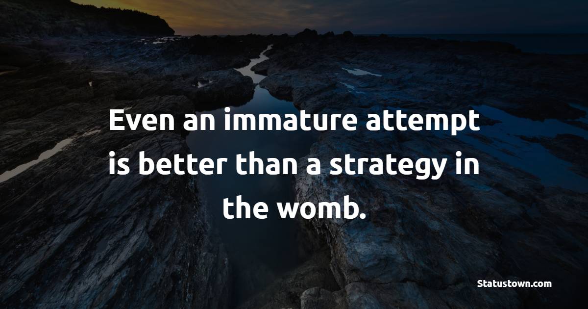 Even an immature attempt is better than a strategy in the womb. - Billionaire Quotes 