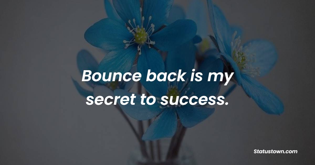 Bounce back is my secret to success.