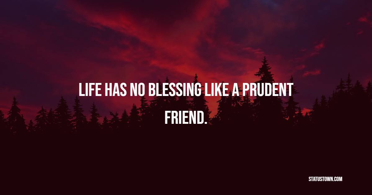 Life has no blessing like a prudent friend. - Blessing Quotes 