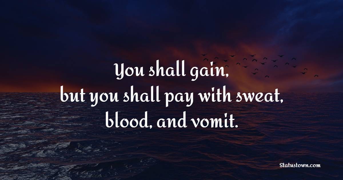 You shall gain, but you shall pay with sweat, blood, and vomit.