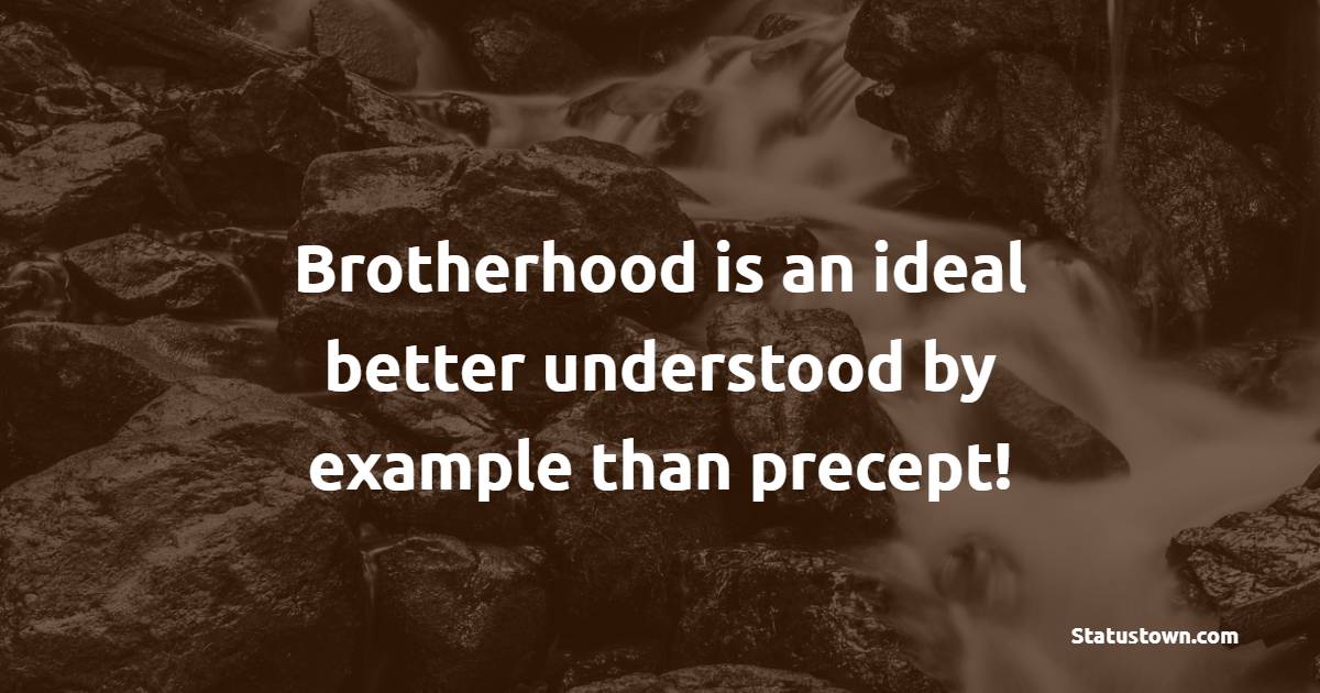 Brotherhood is an ideal better understood by example than precept! - Brotherhood Quotes