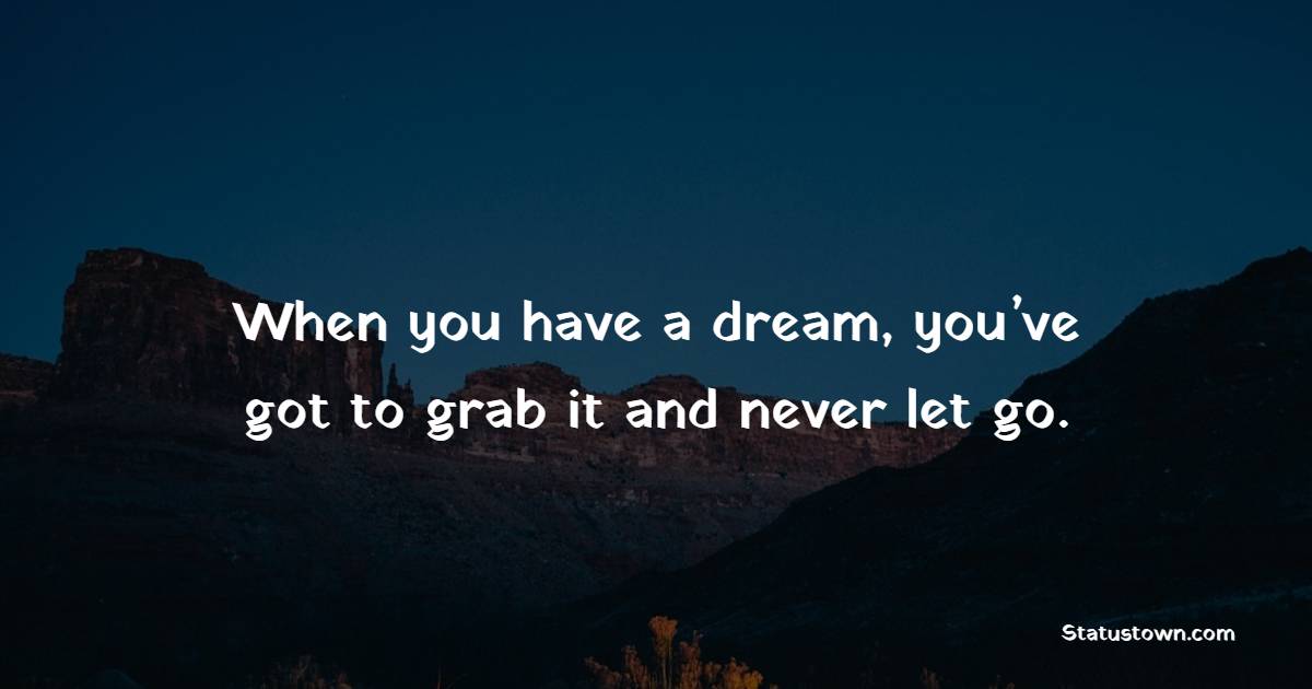 When you have a dream, you’ve got to grab it and never let go.