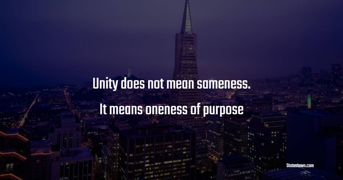 Unity does not mean sameness. It means oneness of purpose - Christian Quotes