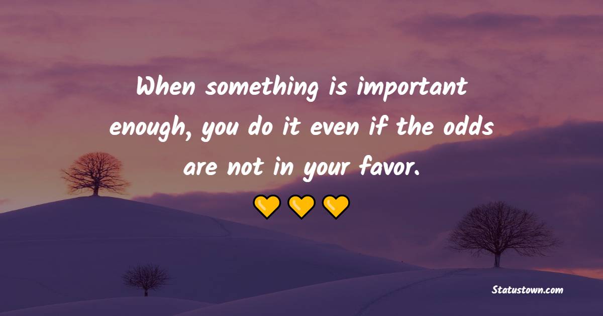When something is important enough, you do it even if the odds are not in your favor. - Collaboration Quotes