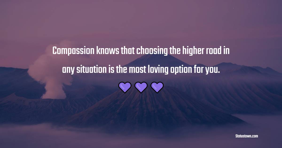 Compassion knows that choosing the higher road in any situation is the most loving option for you. - Compassion Quotes