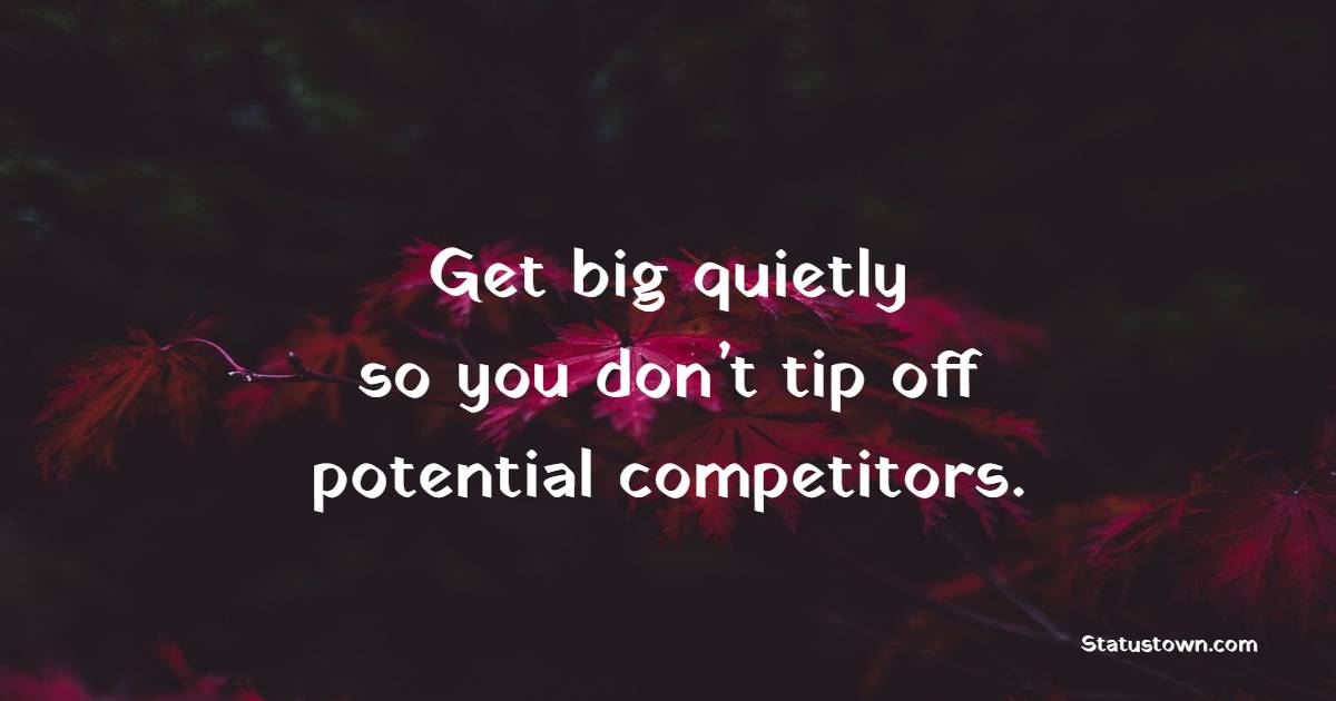 Get big quietly, so you don’t tip off potential competitors. - Competition Quotes