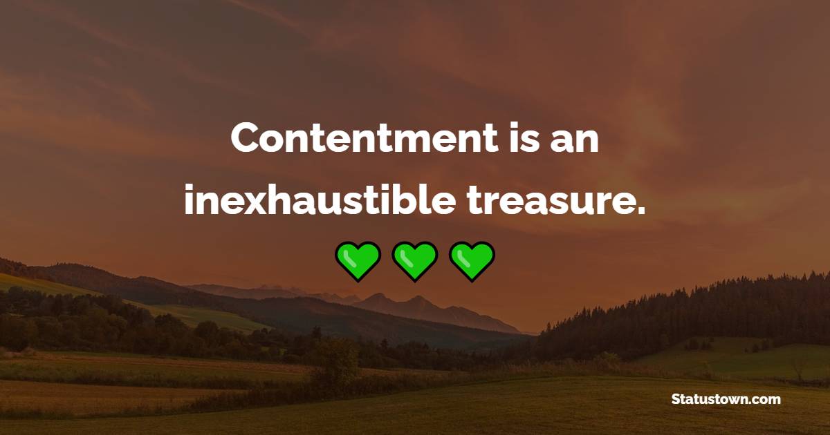 Contentment is an inexhaustible treasure.