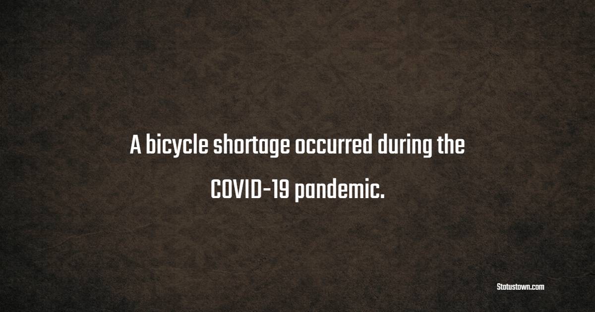 A bicycle shortage occurred during the COVID-19 pandemic.