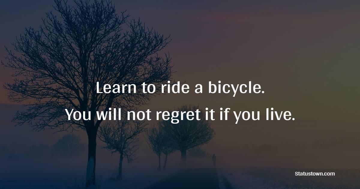 Learn to ride a bicycle. You will not regret it if you live.
