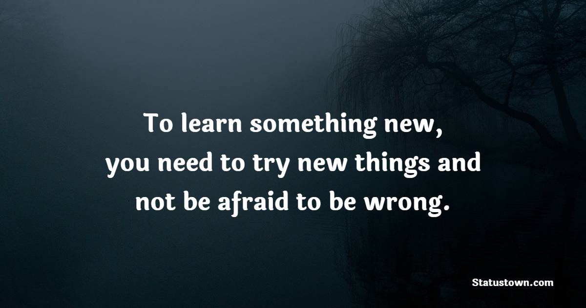 To learn something new, you need to try new things and not be afraid to be wrong.