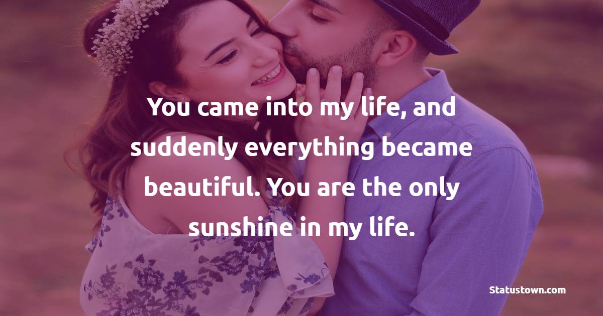 You came into my life, and suddenly everything became beautiful. You are the only sunshine in my life. - Deep Love Messages 