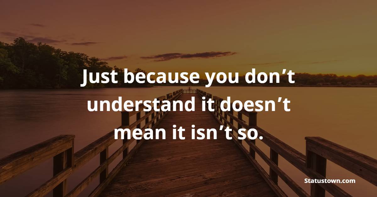 Just because you don’t understand it doesn’t mean it isn’t so. - Depression Quotes