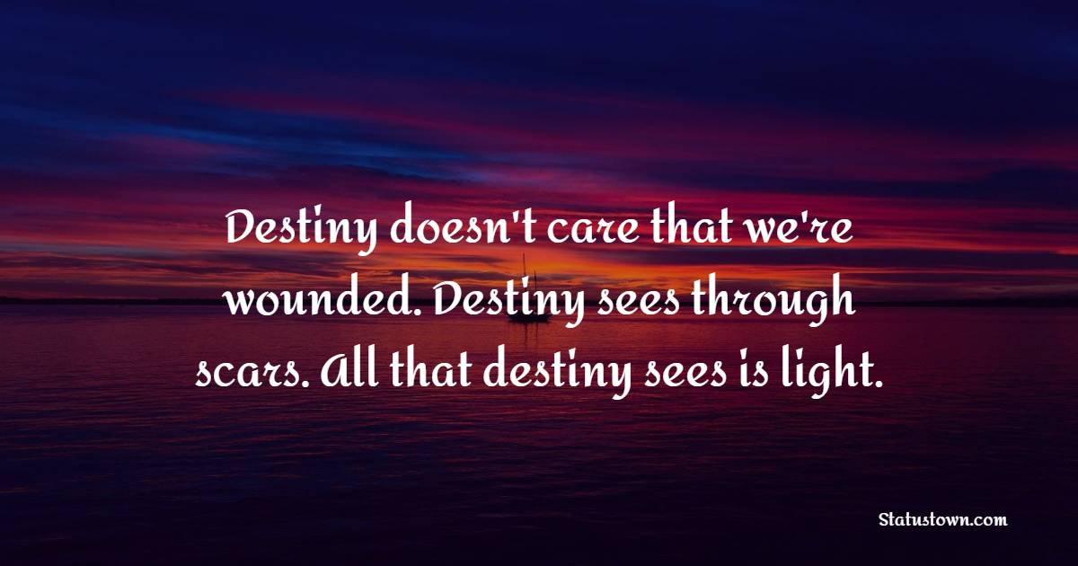 Destiny doesn't care that we're wounded. Destiny sees through scars. All that destiny sees is light.