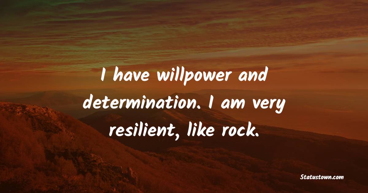 I have willpower and determination. I am very resilient, like rock. - Determination Status 