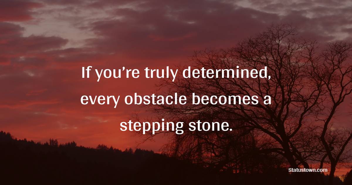 If you’re truly determined, every obstacle becomes a stepping stone.