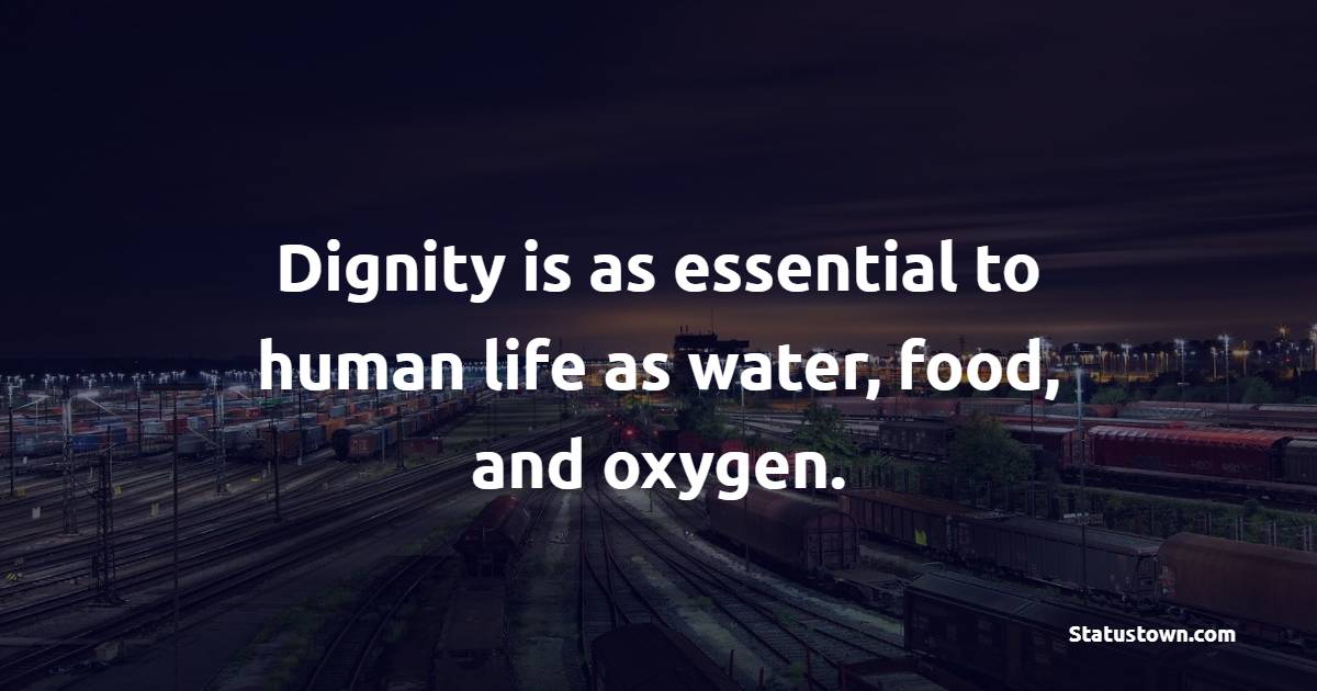 Dignity is as essential to human life as water, food, and oxygen. - Dignity Quotes
