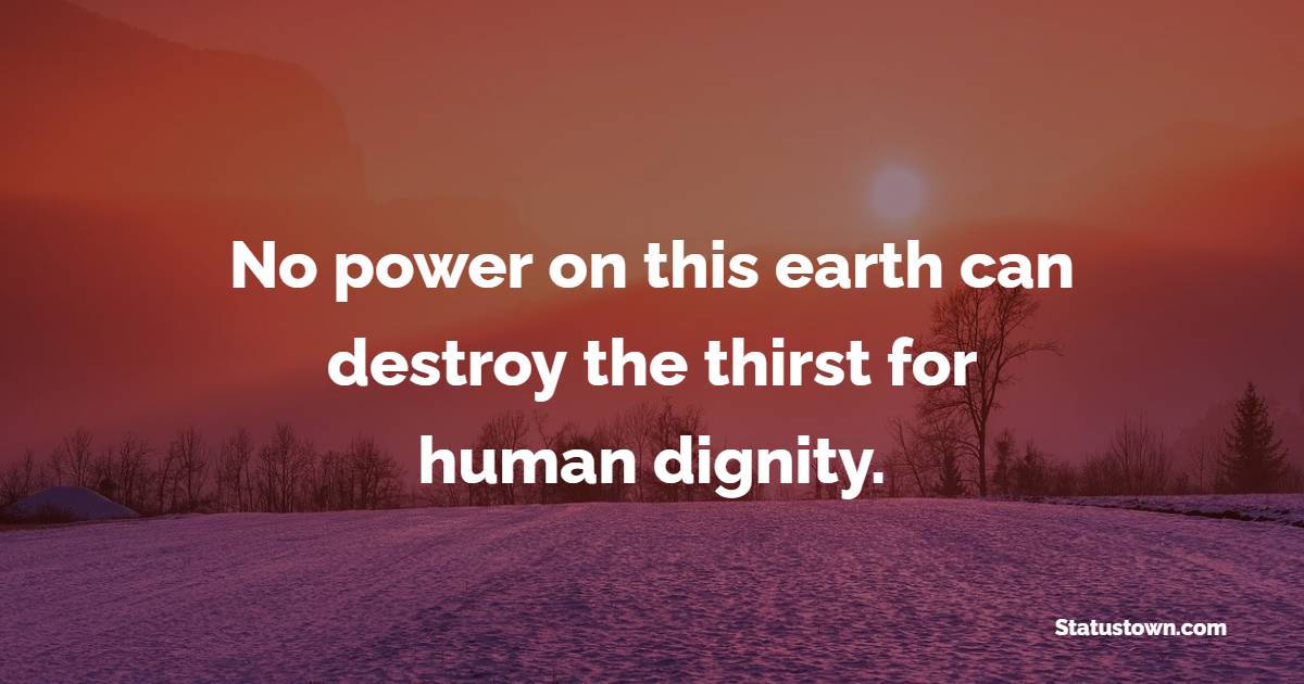 No power on this earth can destroy the thirst for human dignity. - Dignity Quotes