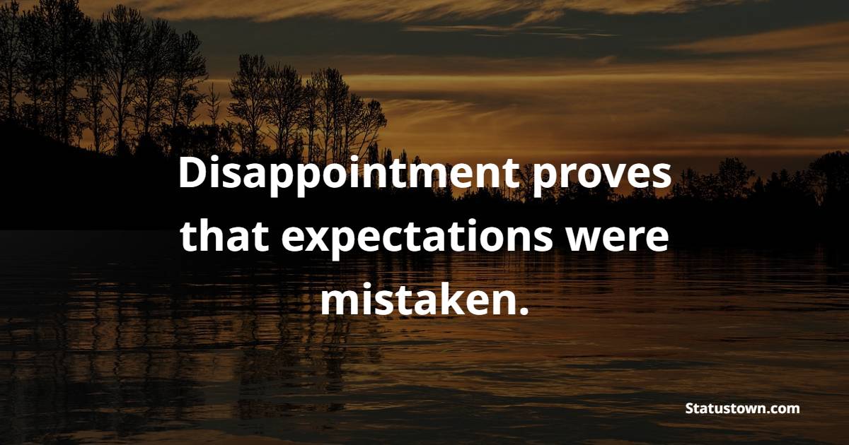 Disappointment proves that expectations were mistaken. - Disappointment Quotes
