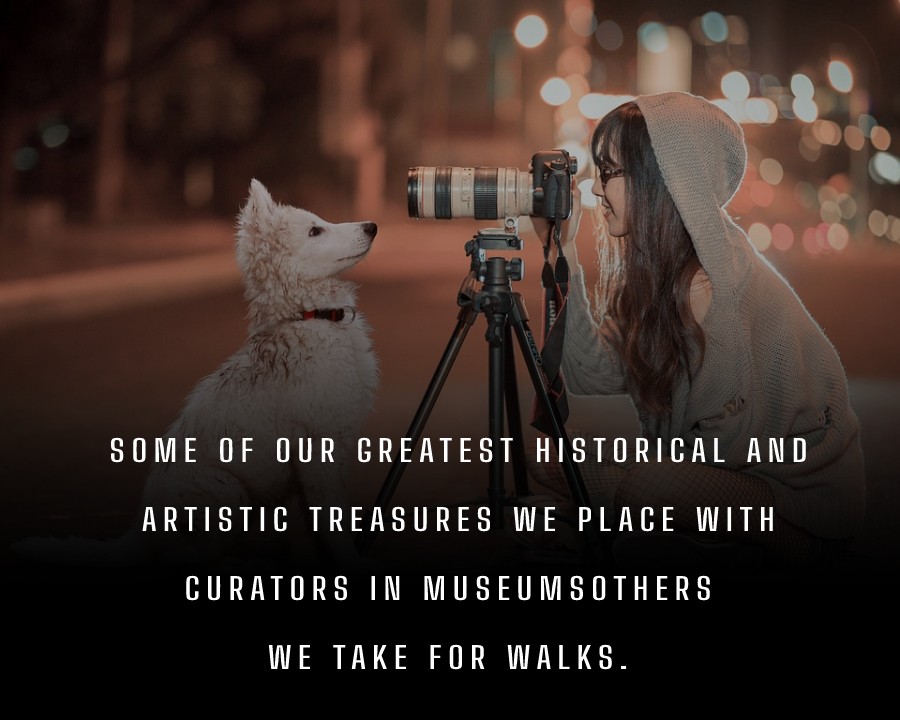 Some of our greatest historical and artistic treasures we place with curators in museums; others we take for walks. - Dog Quotes