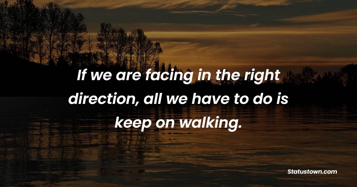 If we are facing in the right direction, all we have to do is keep on walking. - Drug Quotes 