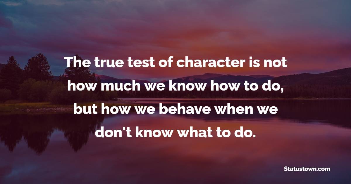 The true test of character is not how much we know how to do, but how we behave when we don't know what to do.
