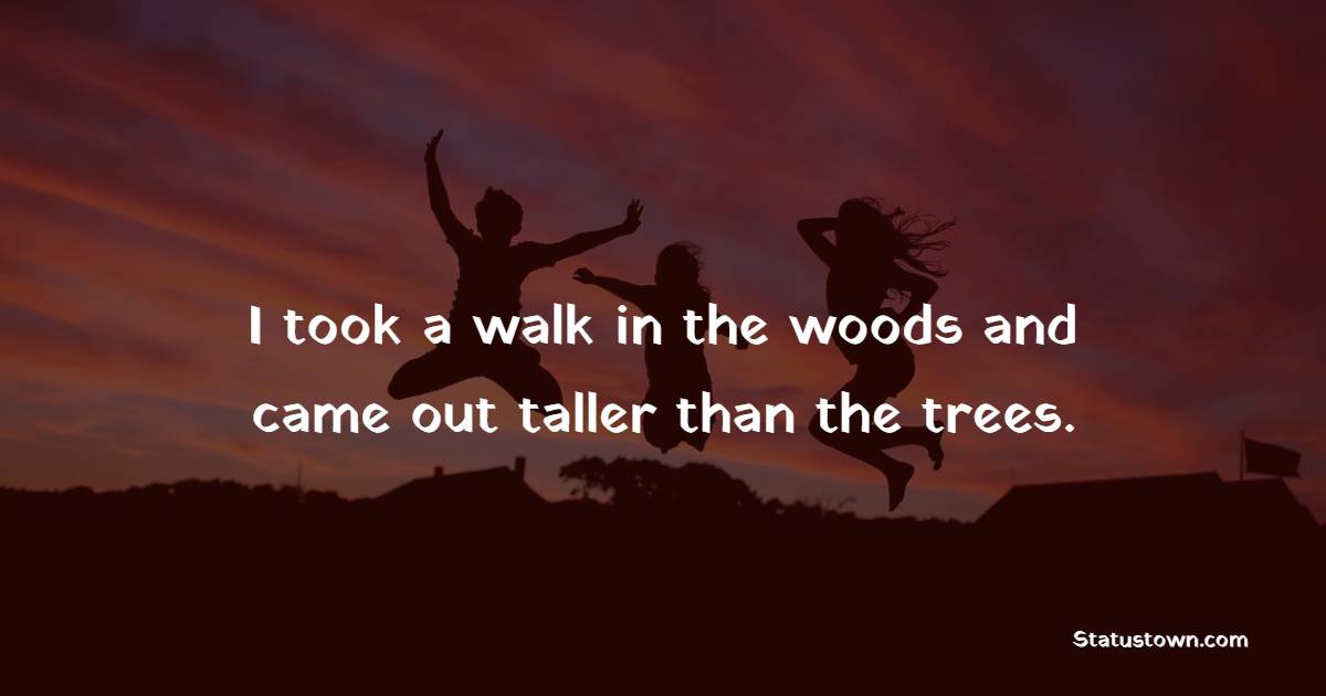 I took a walk in the woods and came out taller than the trees. - Earth Quotes