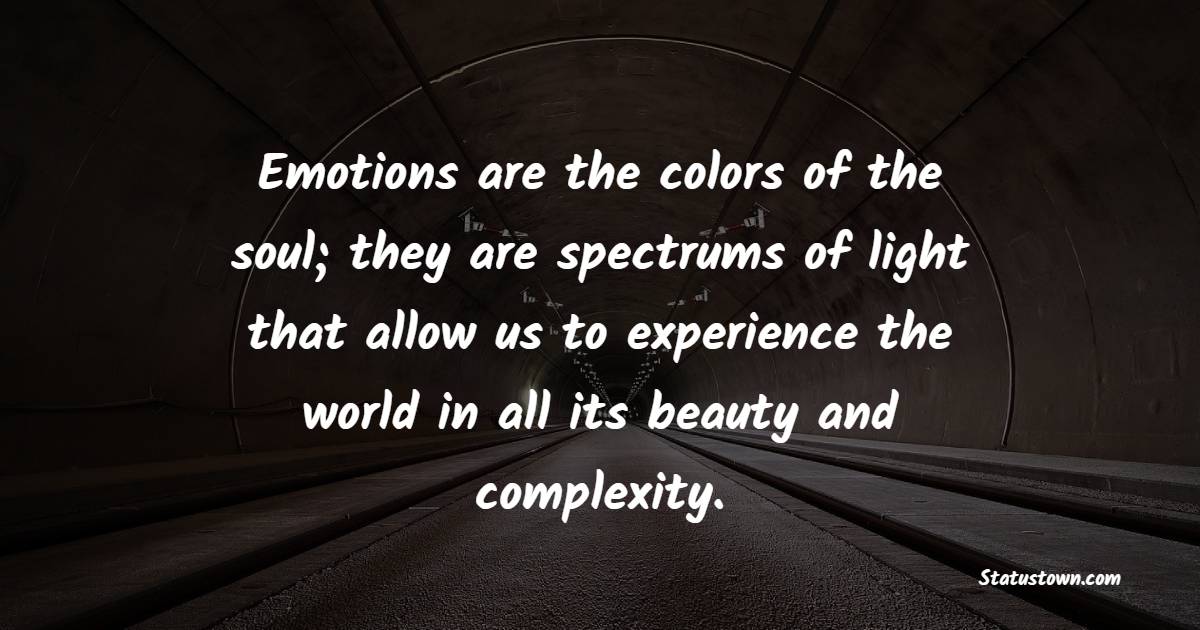 Emotions are the colors of the soul; they are spectrums of light that allow us to experience the world in all its beauty and complexity. - Emotions Quotes