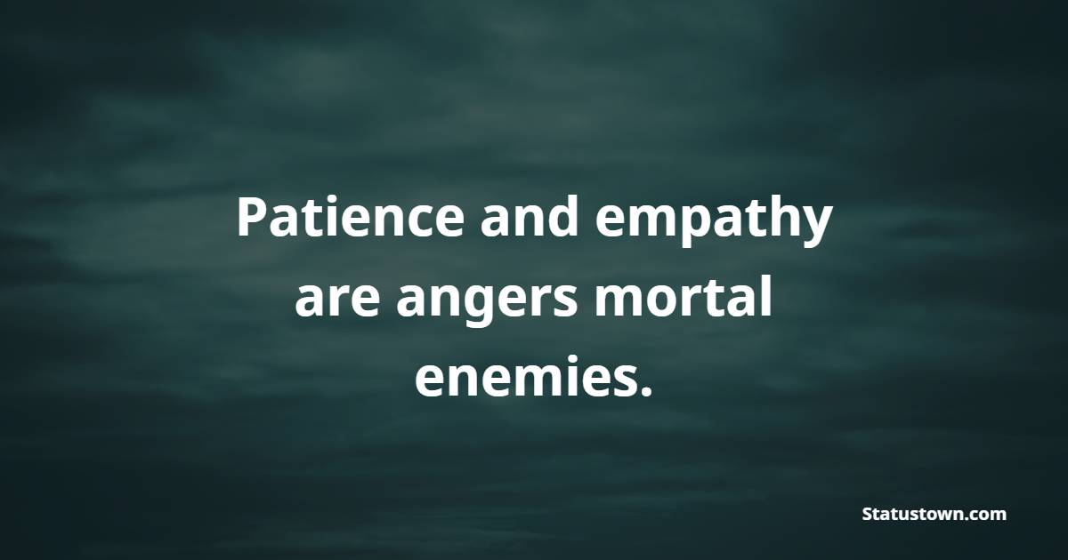 Patience and empathy are angers mortal enemies.