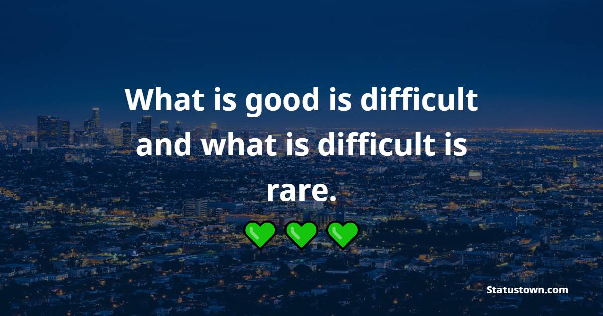 What is good is difficult, and what is difficult is rare. - Excellence Quotes 