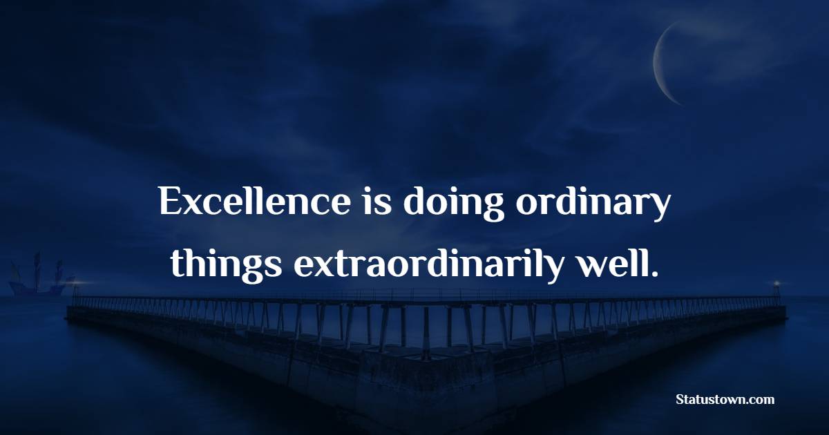 Excellence is doing ordinary things extraordinarily well. - Excellence Quotes