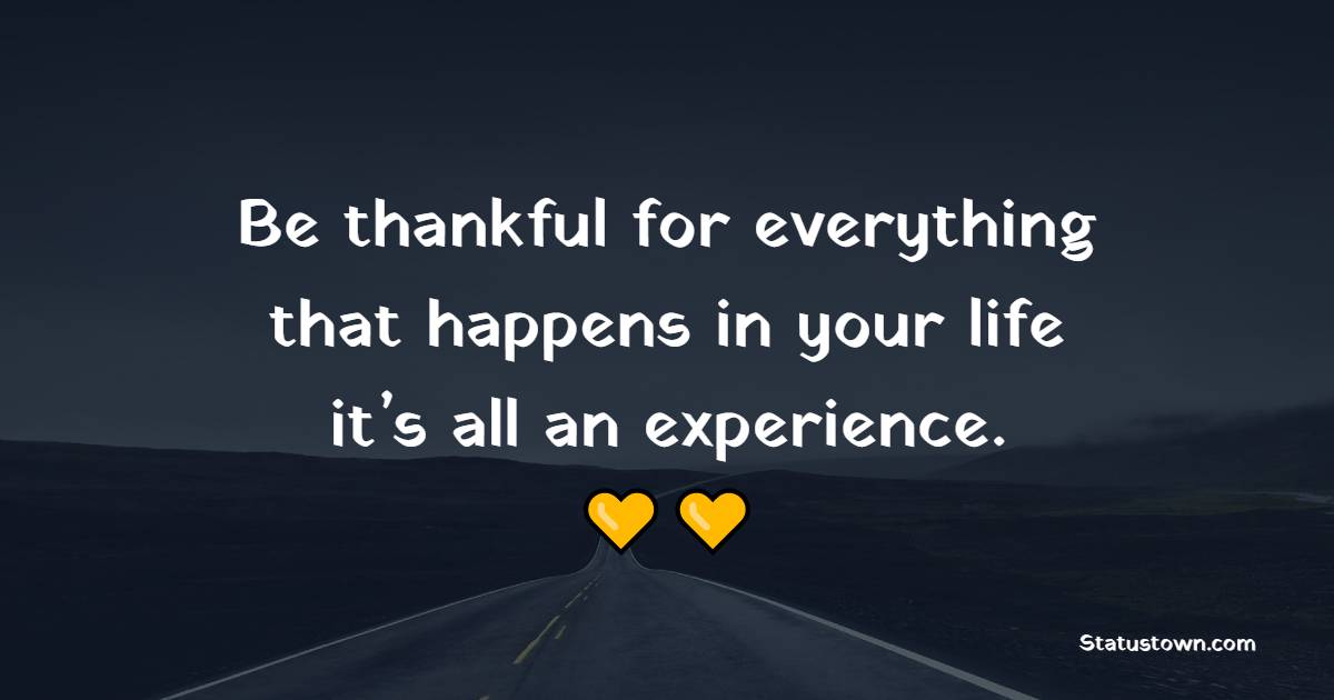 Be thankful for everything that happens in your life; it’s all an experience. - Experience Quotes 