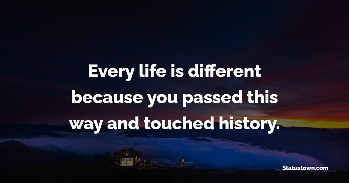 Every life is different because you passed this way and touched history. - Experience Quotes 