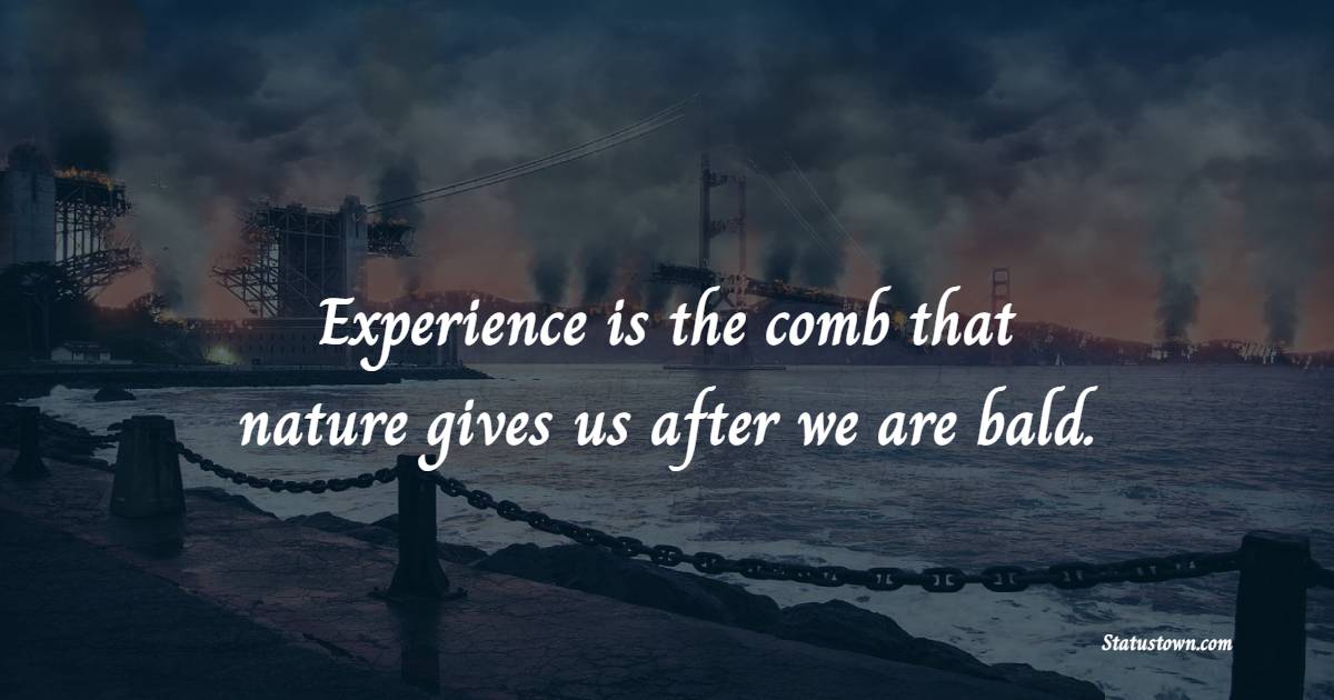 Experience is the comb that nature gives us after we are bald.