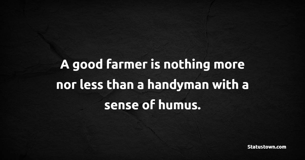 A good farmer is nothing more nor less than a handyman with a sense of humus. - Farmer Quotes